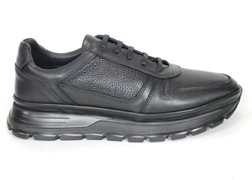 Stefano Valenti – Men's Sneakers in Black Genuine Smooth and Pebbled Leather