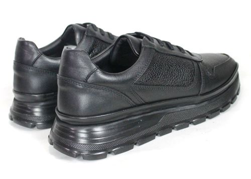 Stefano Valenti – Men's Sneakers in Black Genuine Smooth and Pebbled Leather