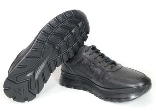 Stefano Valenti – Men's Sneakers in Black Genuine Smooth and Pebbled Leather