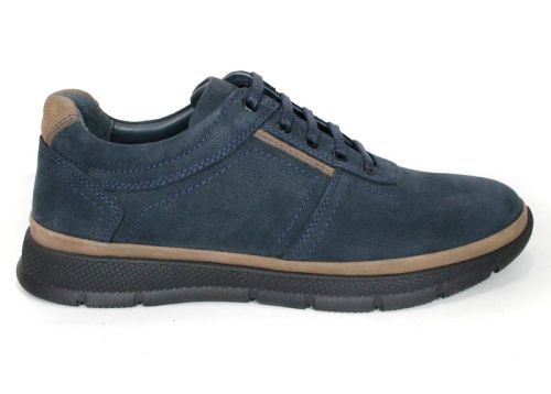 Nico Bellandi – Men's Casual Shoes in Dark Blue Genuine Nubuck