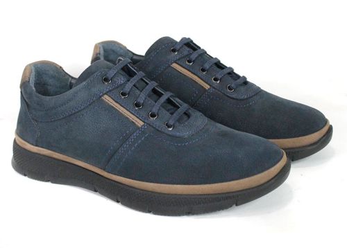 Nico Bellandi – Men's Casual Shoes in Dark Blue Genuine Nubuck