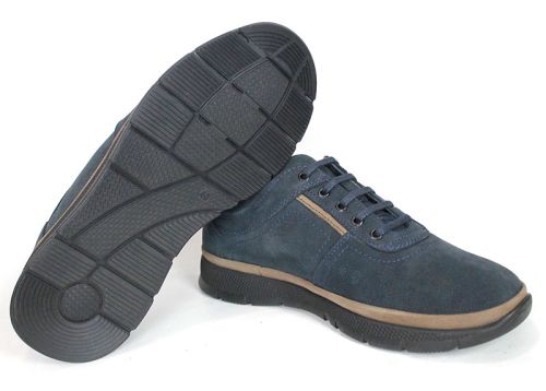 Nico Bellandi – Men's Casual Shoes in Dark Blue Genuine Nubuck