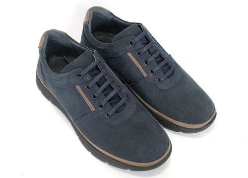 Nico Bellandi – Men's Casual Shoes in Dark Blue Genuine Nubuck