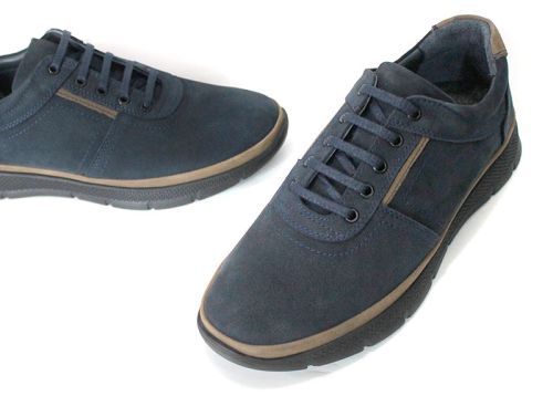Nico Bellandi – Men's Casual Shoes in Dark Blue Genuine Nubuck