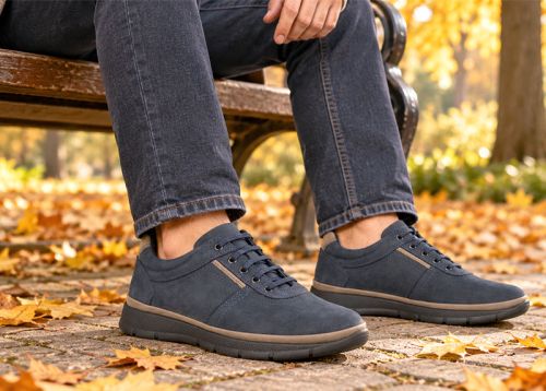 Nico Bellandi – Men's Casual Shoes in Dark Blue Genuine Nubuck