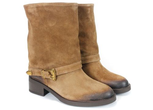 Isabella Marconi – Women's Suede Boots in Tobacco Brown