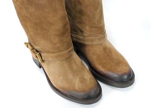 Isabella Marconi – Women's Suede Boots in Tobacco Brown