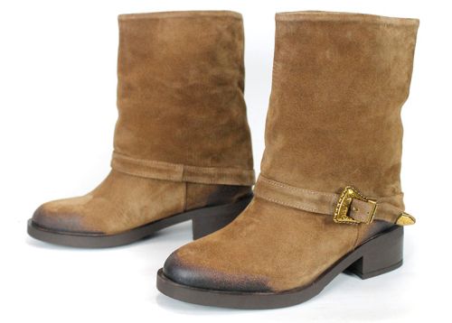 Isabella Marconi – Women's Suede Boots in Tobacco Brown