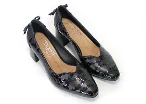 Valentina Rossetti – Women's Formal Genuine Leather Shoes with Black Patent Leopard Print