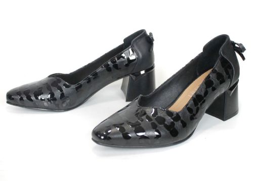 Valentina Rossetti – Women's Formal Genuine Leather Shoes with Black Patent Leopard Print
