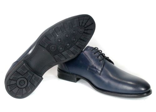 Luca Moretti – Men's Formal Shoes in Dark Blue Genuine Leather