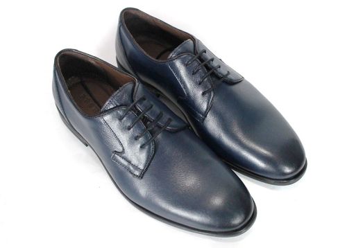 Luca Moretti – Men's Formal Shoes in Dark Blue Genuine Leather