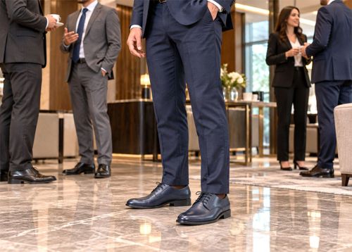 Luca Moretti – Men's Formal Shoes in Dark Blue Genuine Leather