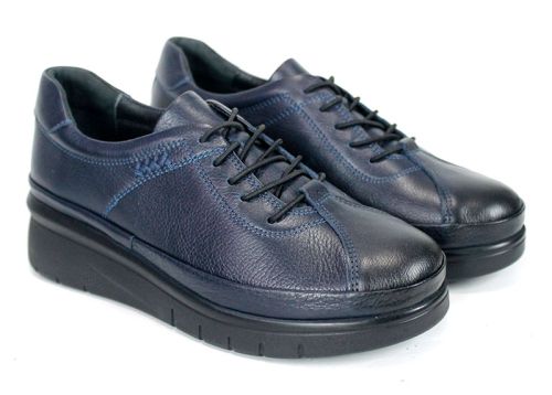 Valentina Rossi – Women's Genuine Leather Platform Shoes, Navy Blue