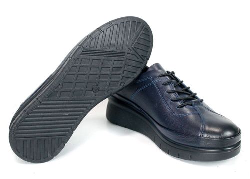 Valentina Rossi – Women's Genuine Leather Platform Shoes, Navy Blue