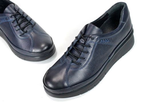 Valentina Rossi – Women's Genuine Leather Platform Shoes, Navy Blue