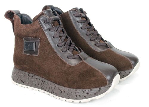 Women's High-Top Suede and Leather Sneakers Dark Brown – Alessia Vettori