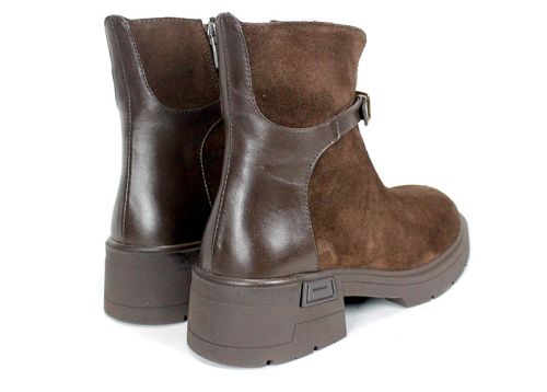 Serena Bellini – Women's Elegant Ankle Boots in Dark Brown Genuine Suede