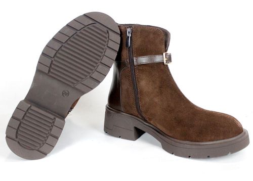 Serena Bellini – Women's Elegant Ankle Boots in Dark Brown Genuine Suede
