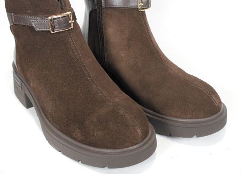 Serena Bellini – Women's Elegant Ankle Boots in Dark Brown Genuine Suede