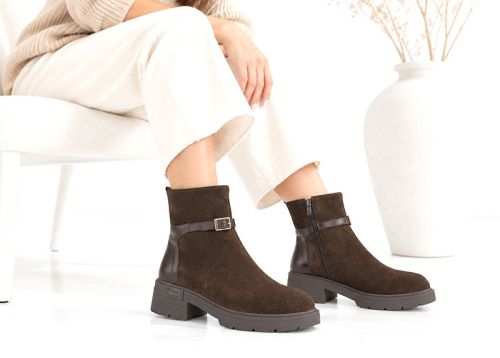 Serena Bellini – Women's Elegant Ankle Boots in Dark Brown Genuine Suede